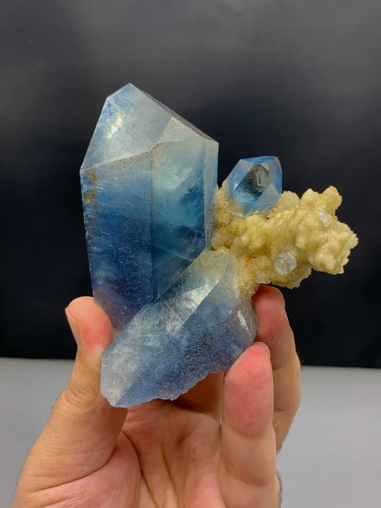 Celestine on Calcite matrix from Afghanistan - image 2