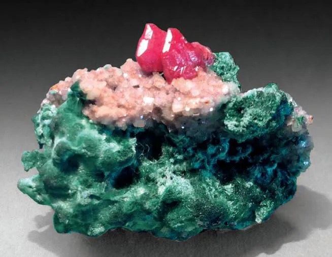 Cerussite, Cuprite, Calcite, Malachite - image 1