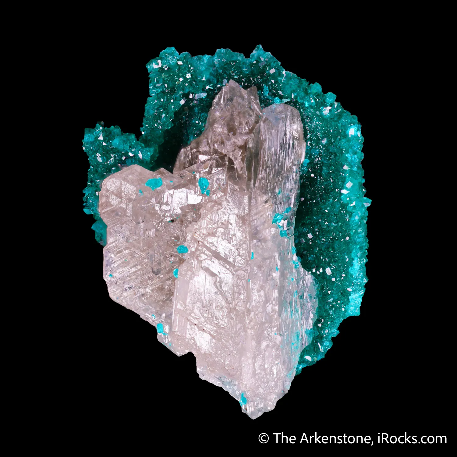 Cerussite in a Dioptase cast - image 1