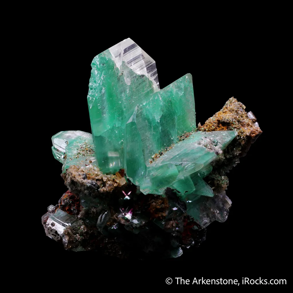 Cerussite included with Malachite (illustrated in Tsumeb book) image