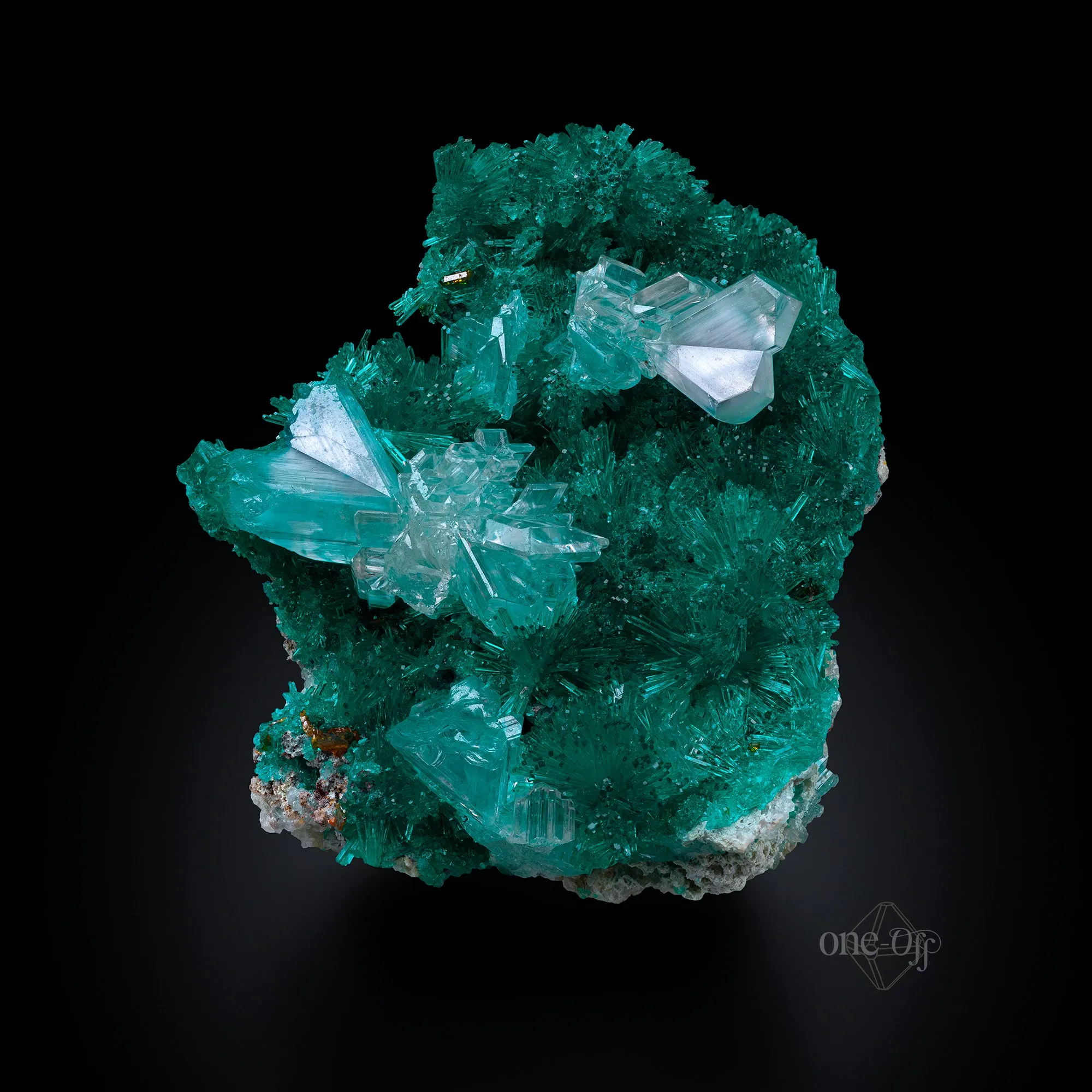 Cerussite on Dioptase - image 1