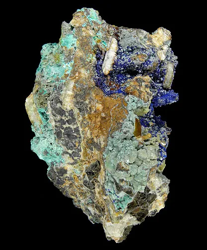 Cerussite, Rosasite, Azurite, Smithsonite, Mimetite, Beudantite, Baryte, Galena image