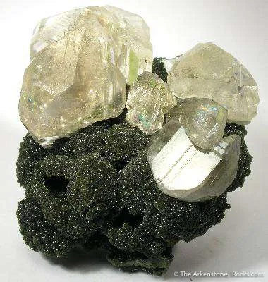 Cerussite (Twinned) on Duftite - image 3