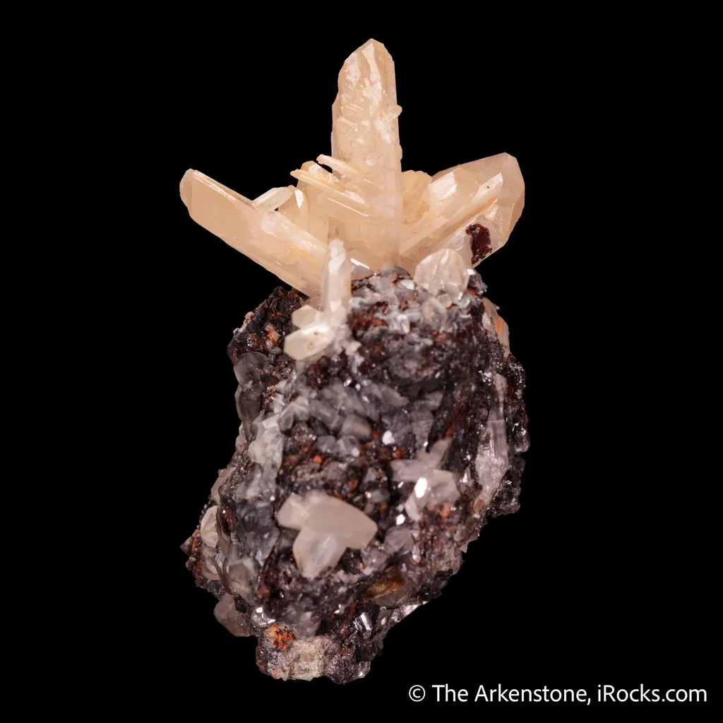 Cerussite (twinned) on Galena - image 4