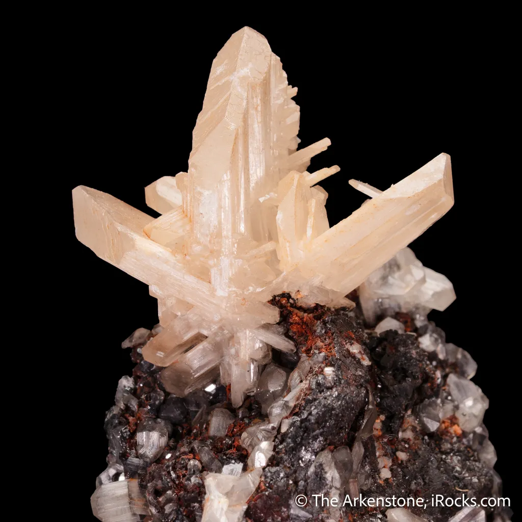 Cerussite (twinned) on Galena - image 7