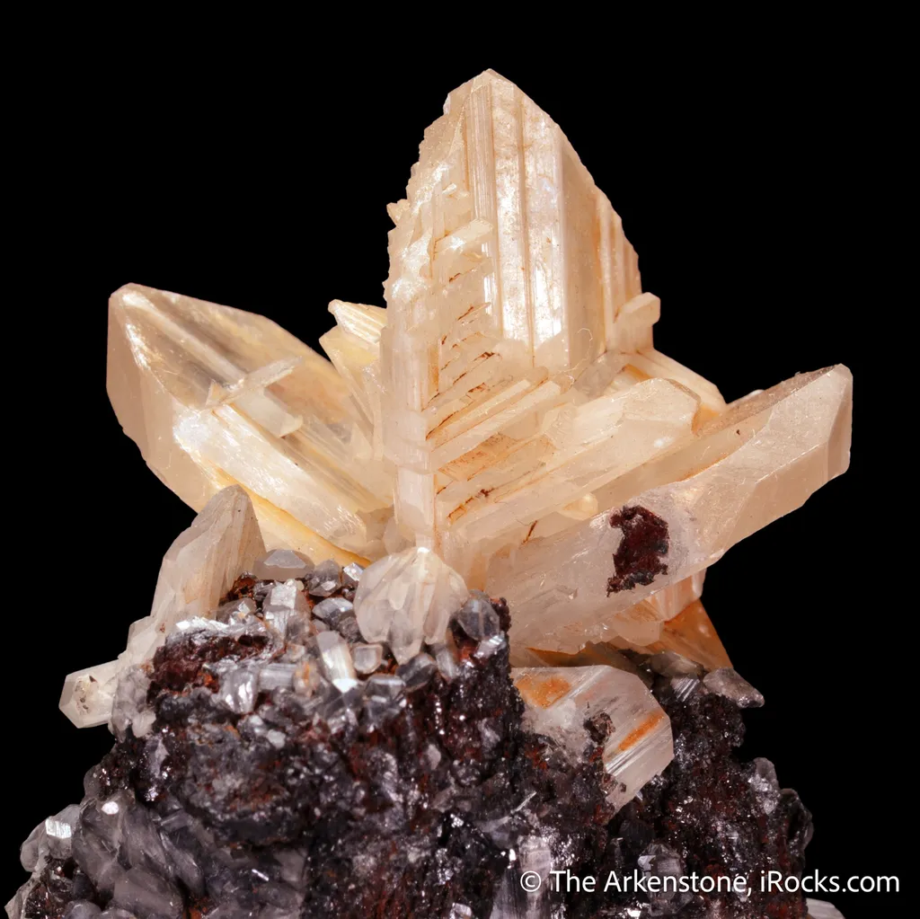 Cerussite (twinned) on Galena - image 6