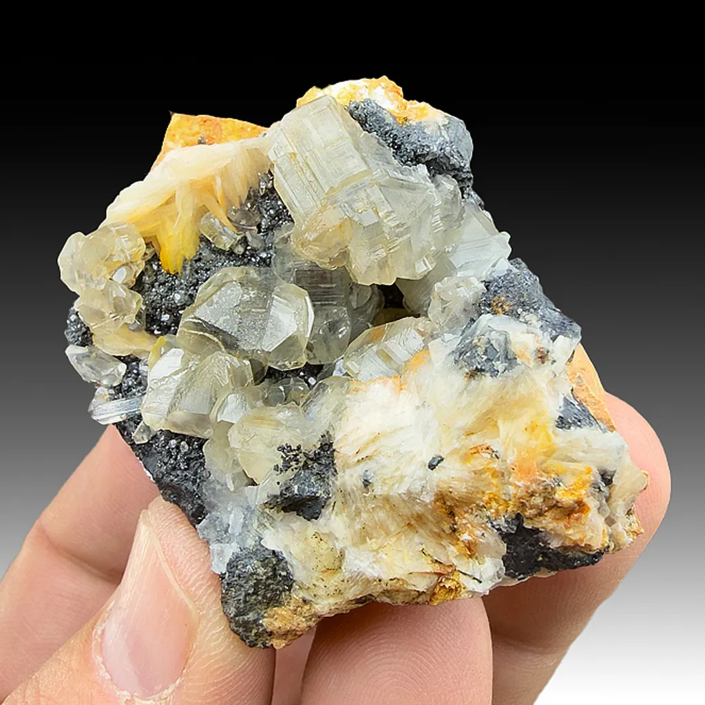 Cerussite with Barite, Galena image