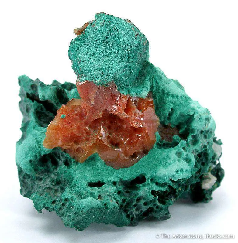 Cerussite With Chalcotrichite Inclusions on Malachite image