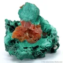 Cerussite With Chalcotrichite Inclusions on Malachite - image 1
