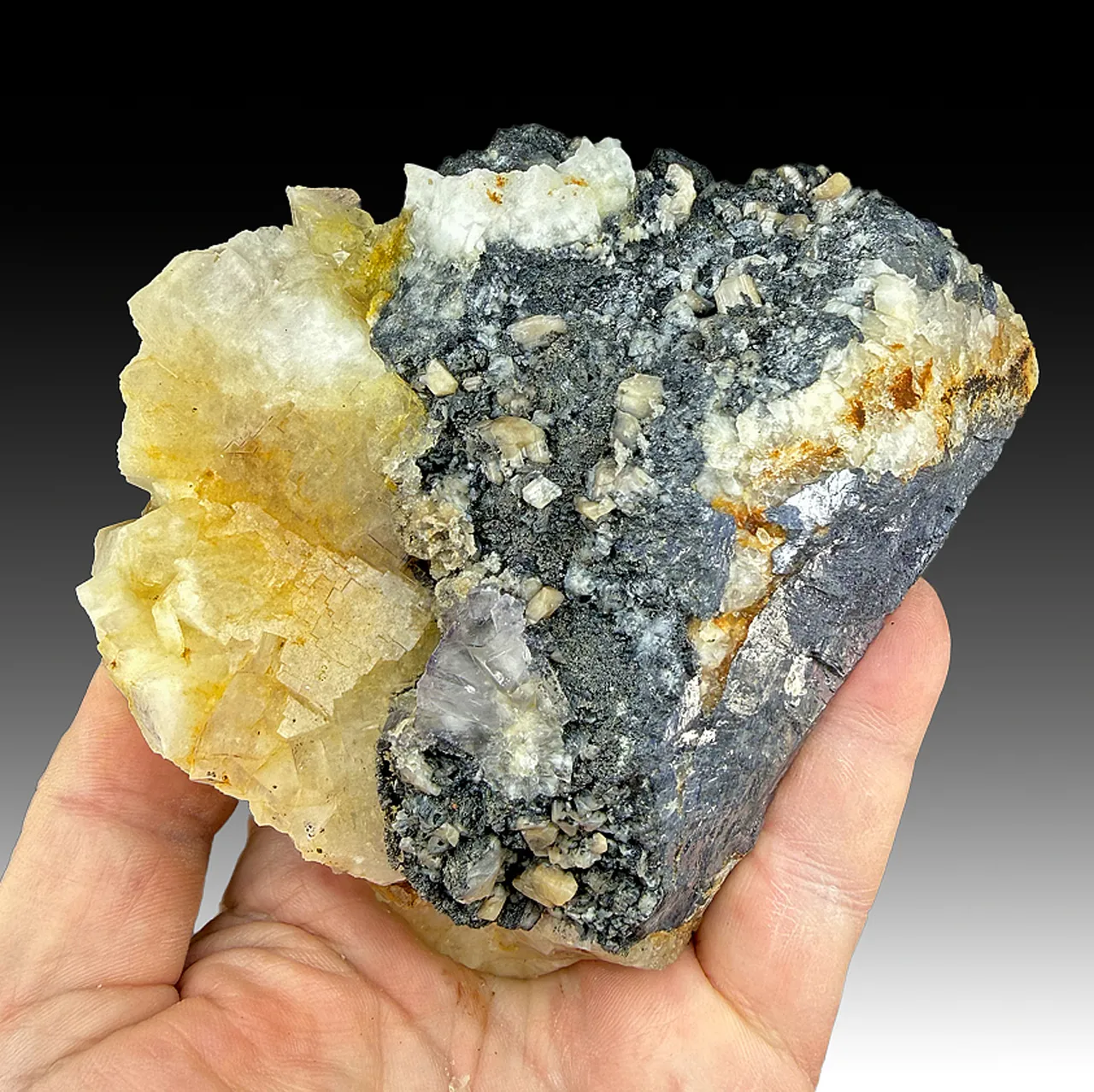 Cerussite with Galena, Fluorite - image 1