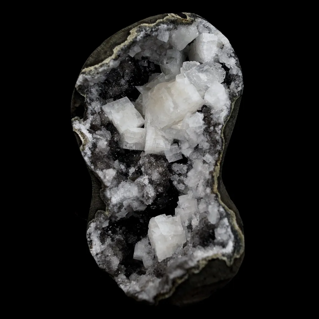 Chabazite Pesudeo Crystals inside Chalcedony Vug Natural Mineral Specimen image