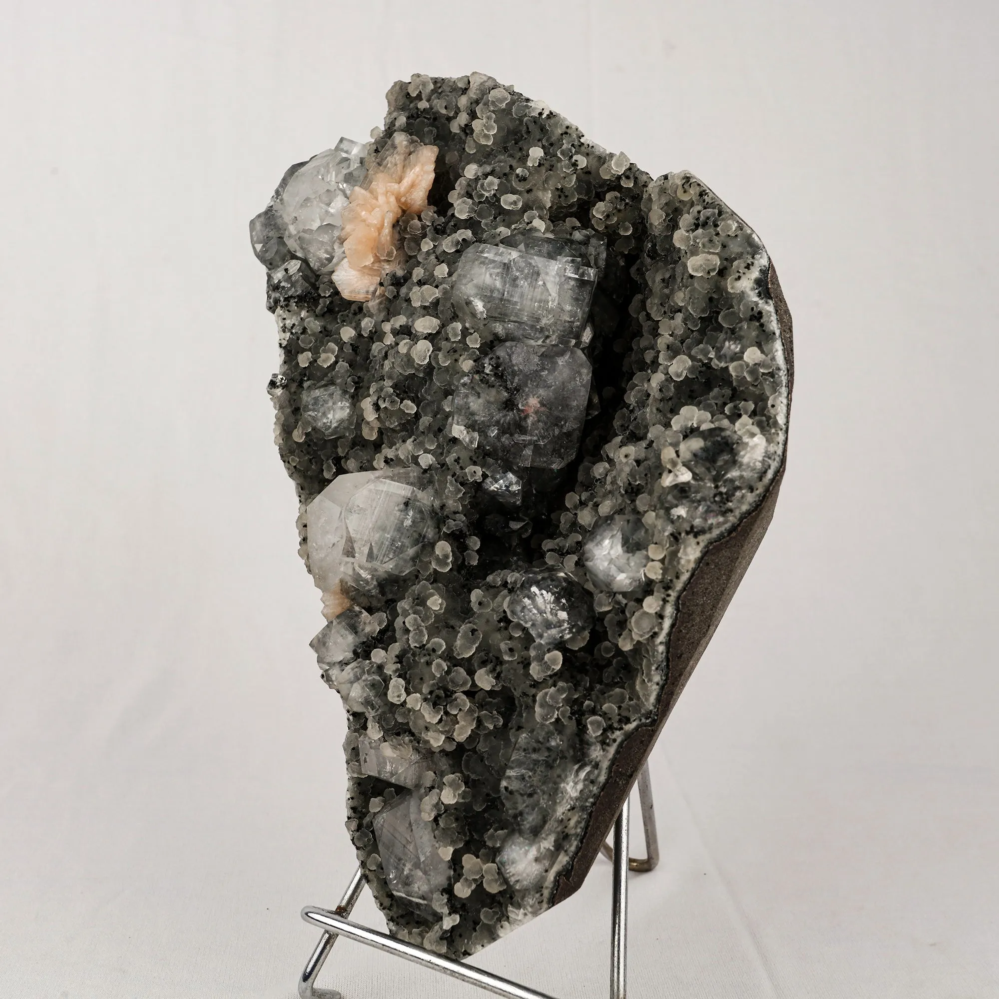 Chalcedony Black with Apophyllite and Stilbite Natural Mineral Specimen - image 2