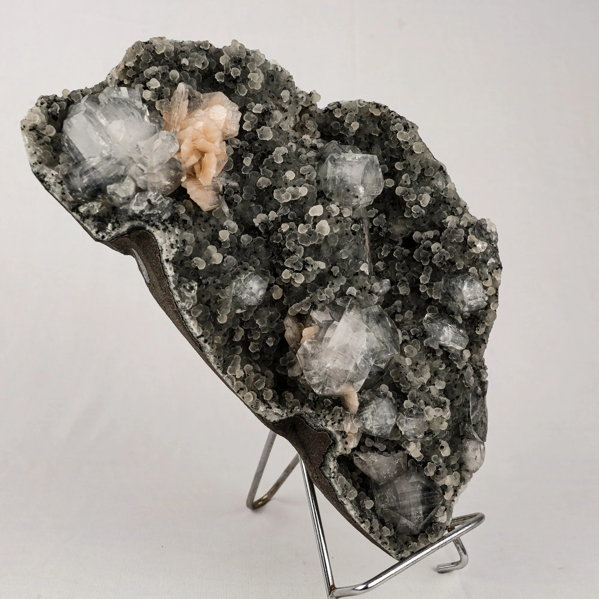 Chalcedony Black with Apophyllite and Stilbite Natural Mineral Specimen - image 3