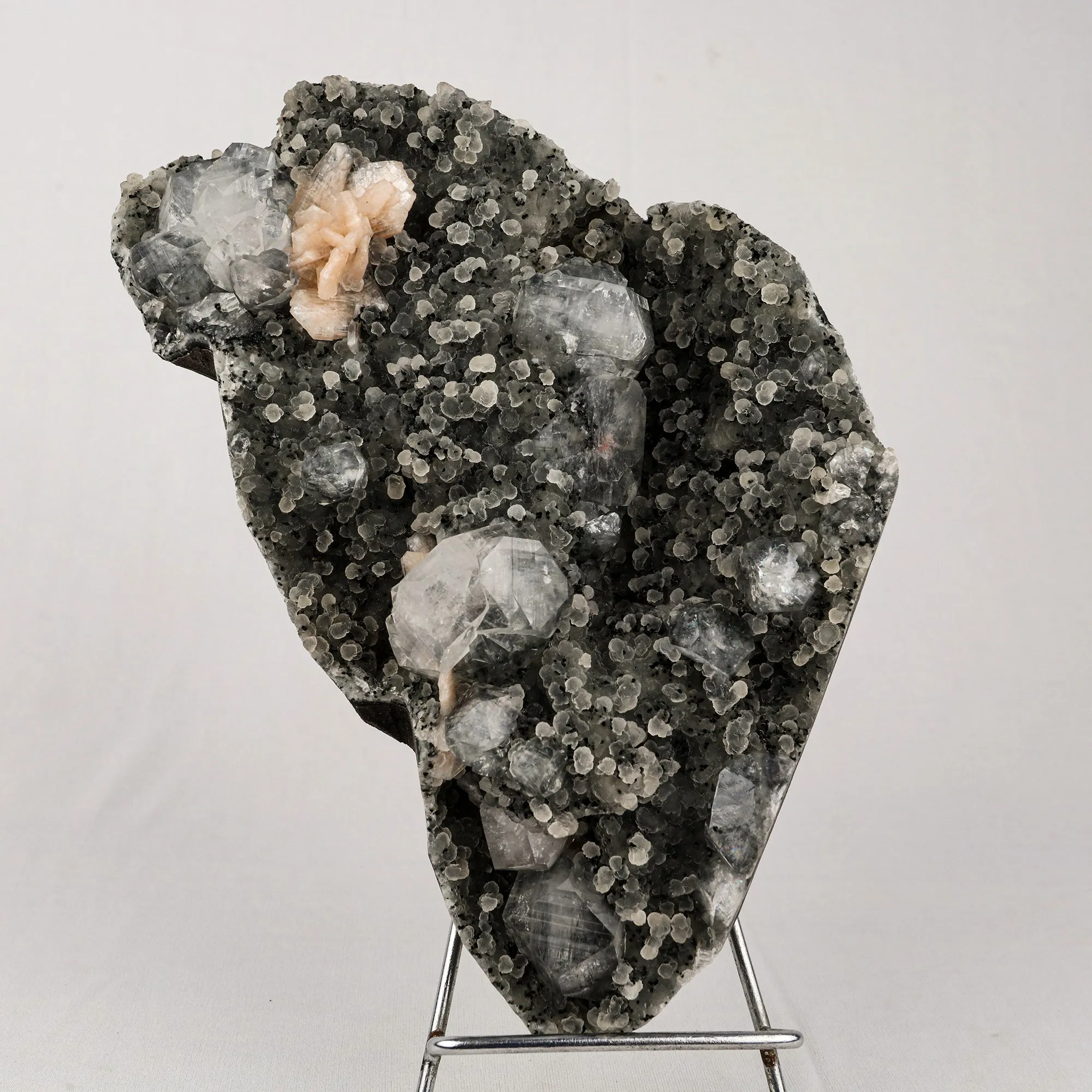 Chalcedony Black with Apophyllite and Stilbite Natural Mineral Specimen - image 1