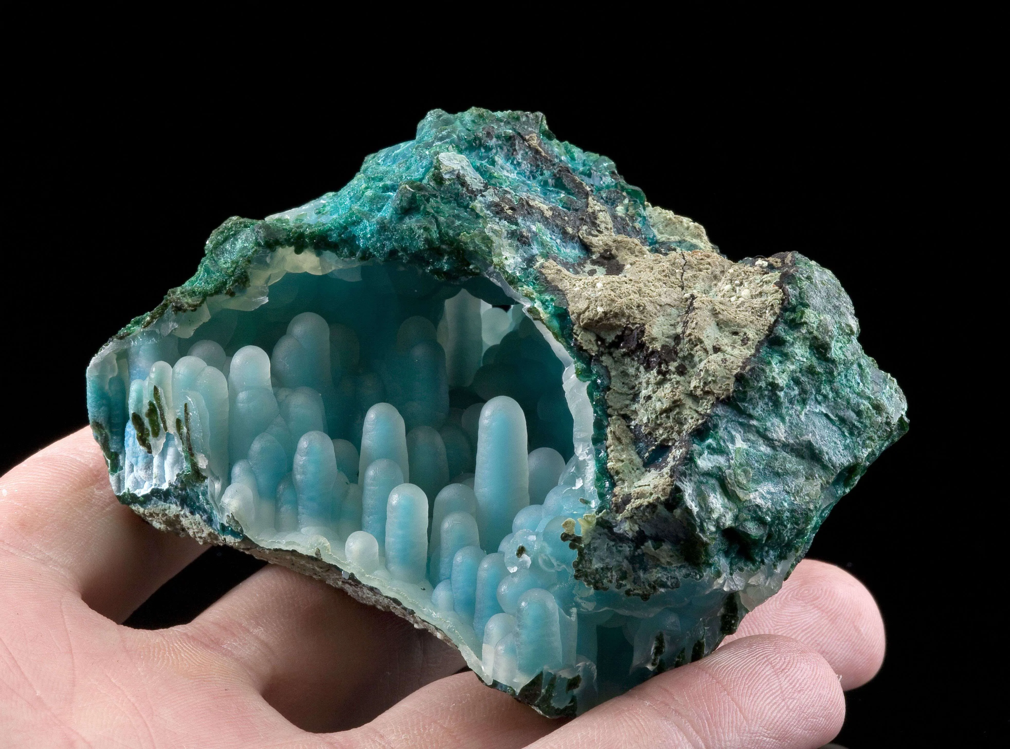Chalcedony on Chrysocolla Stalactites (Pocket) - image 1