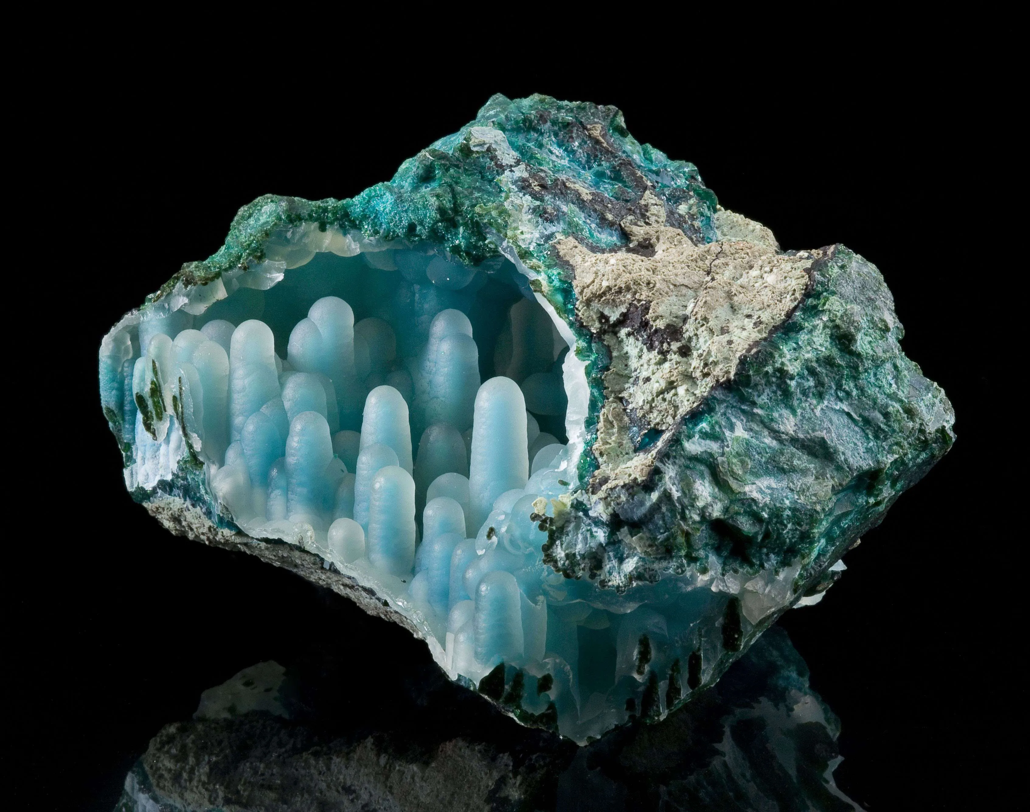 Chalcedony on Chrysocolla Stalactites (Pocket) - image 4