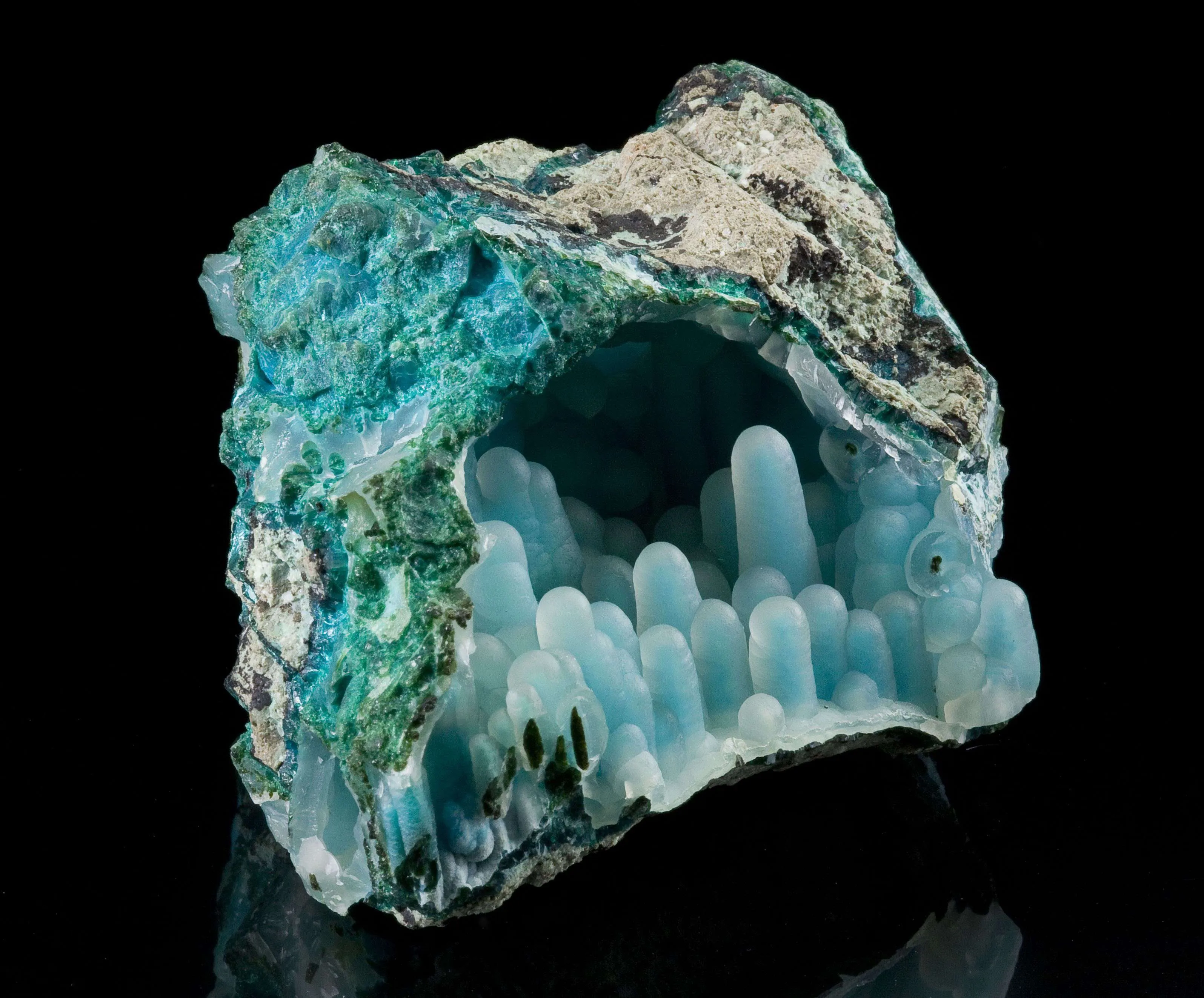 Chalcedony on Chrysocolla Stalactites (Pocket) - image 3