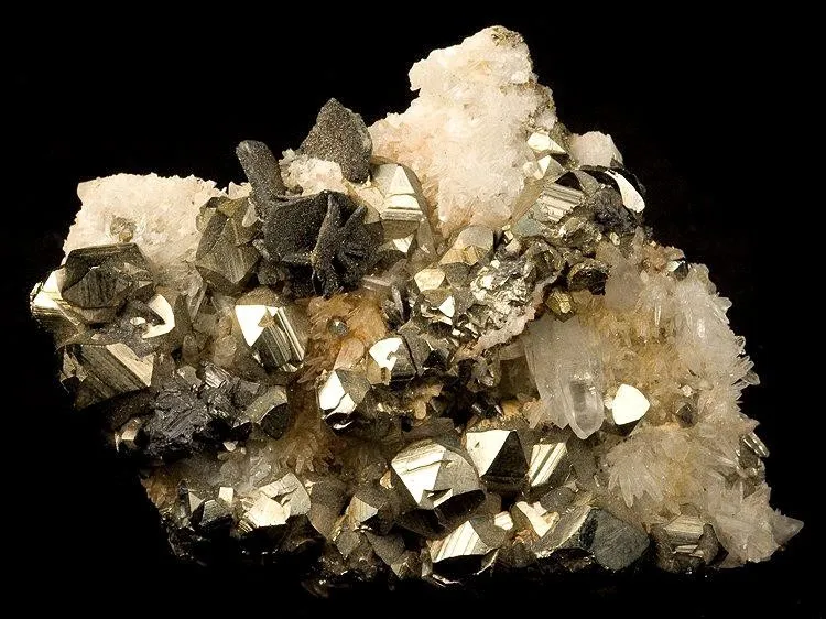 Chalcocite, Covellite, Pyrite, Quartz image