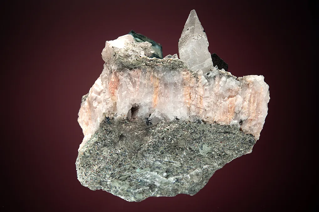 Chalcocite with Calcite on Quartz - image 3