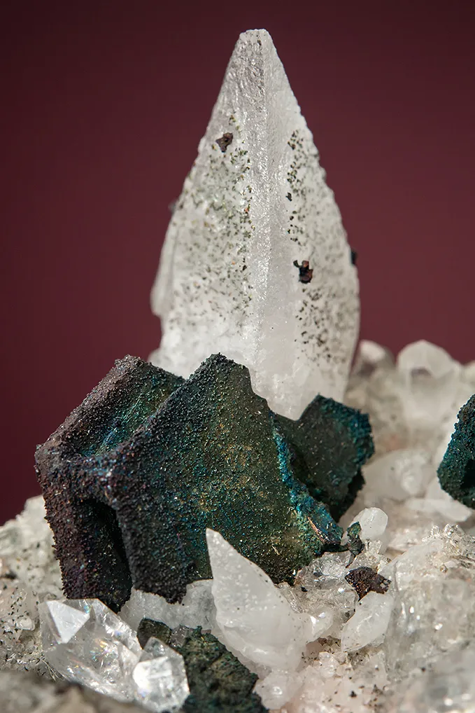Chalcocite with Calcite on Quartz - image 2