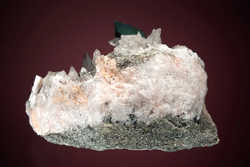 Chalcocite with Calcite on Quartz - image 4