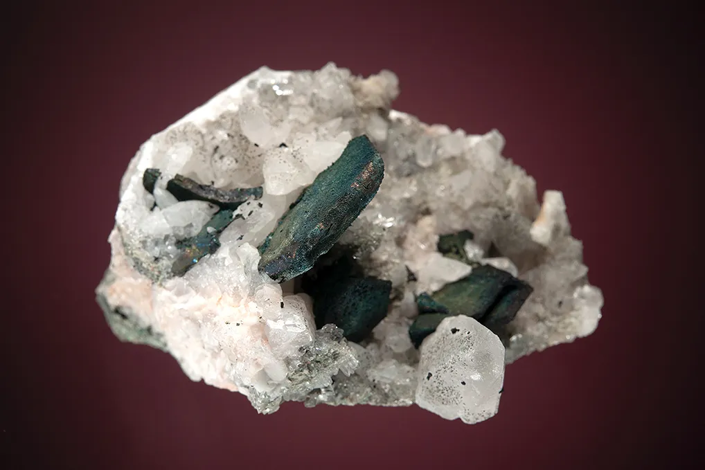 Chalcocite with Calcite on Quartz - image 5