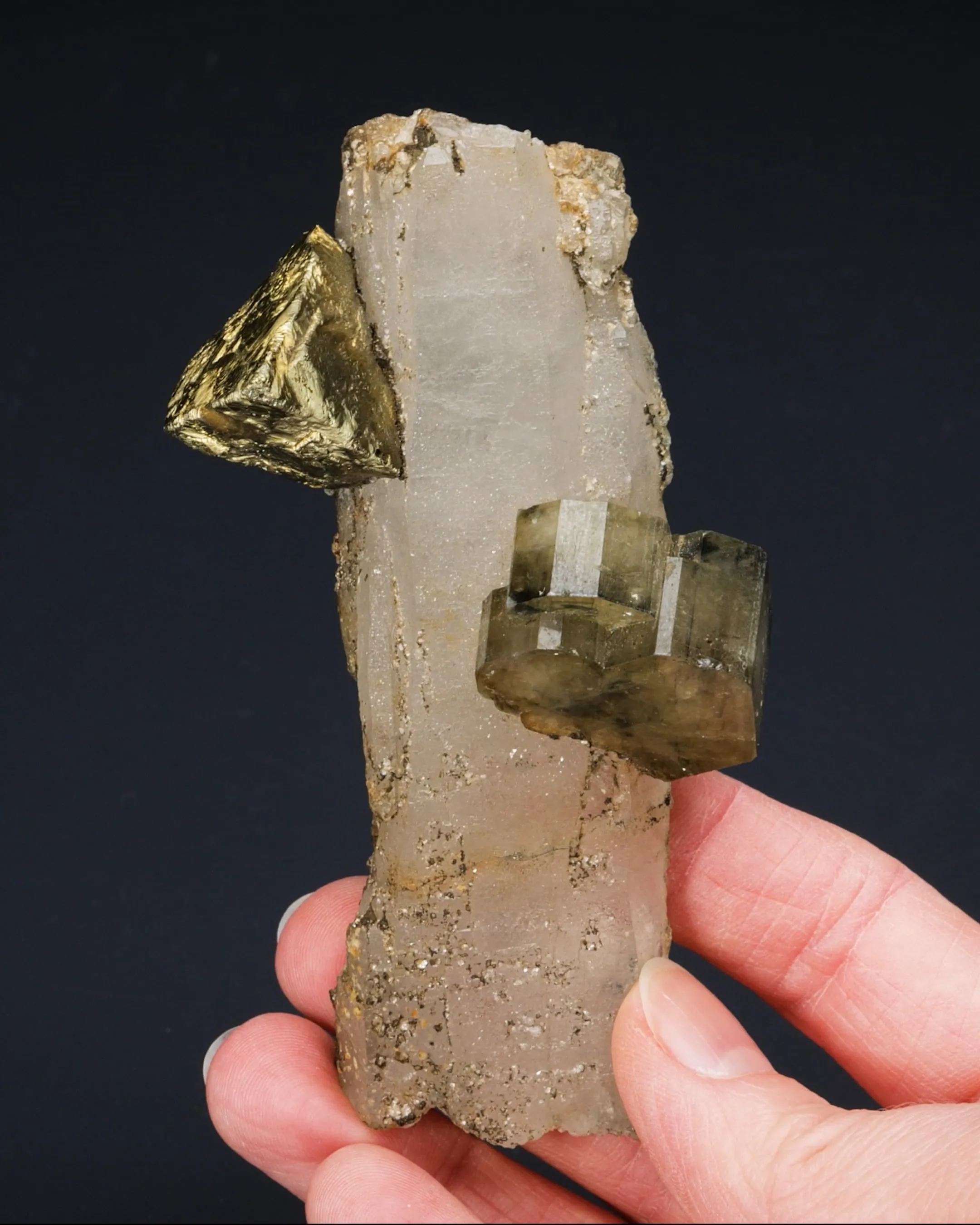 Chalcopyrite & Apatite on Quartz - image 2