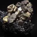 Chalcopyrite crystals on sphalerite - image 2