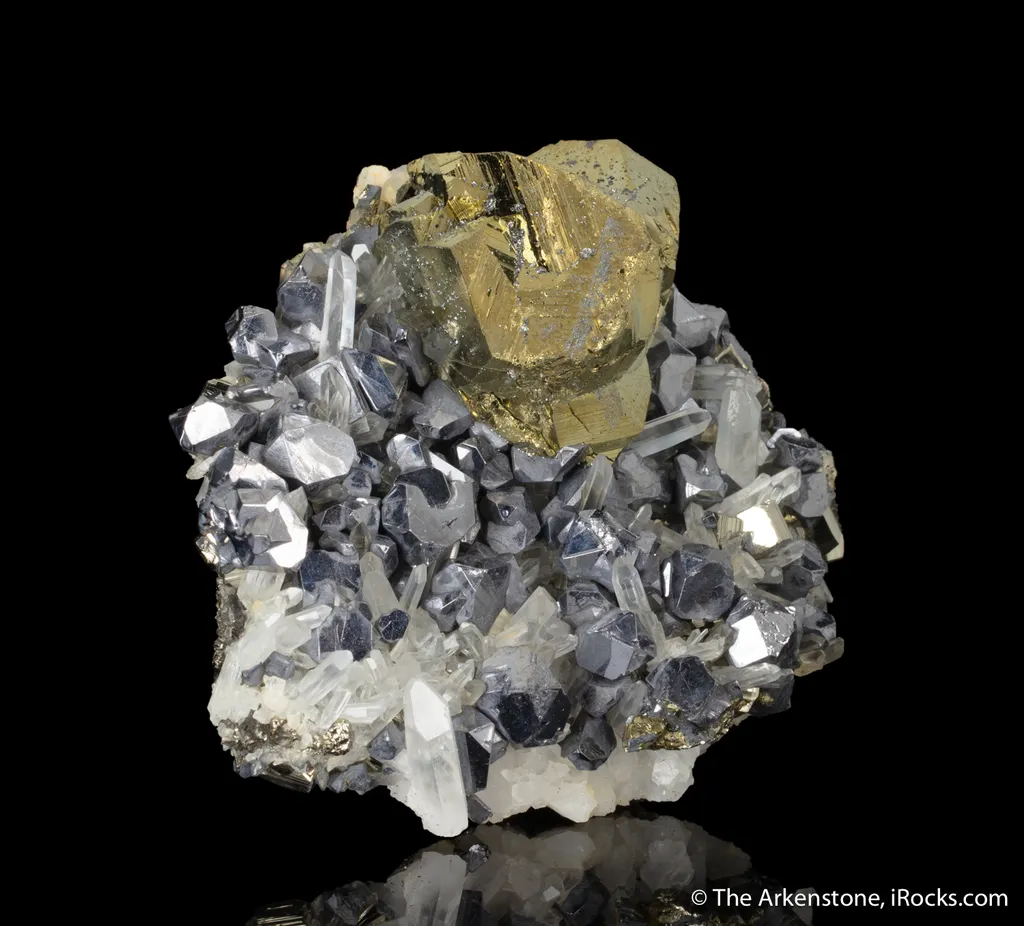 Chalcopyrite on Galena and Quartz with Pyrite - image 3