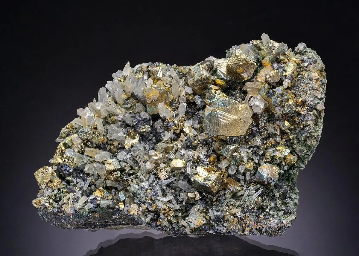 Chalcopyrite on Quartz with Sphalerite and Pyrite - image 1