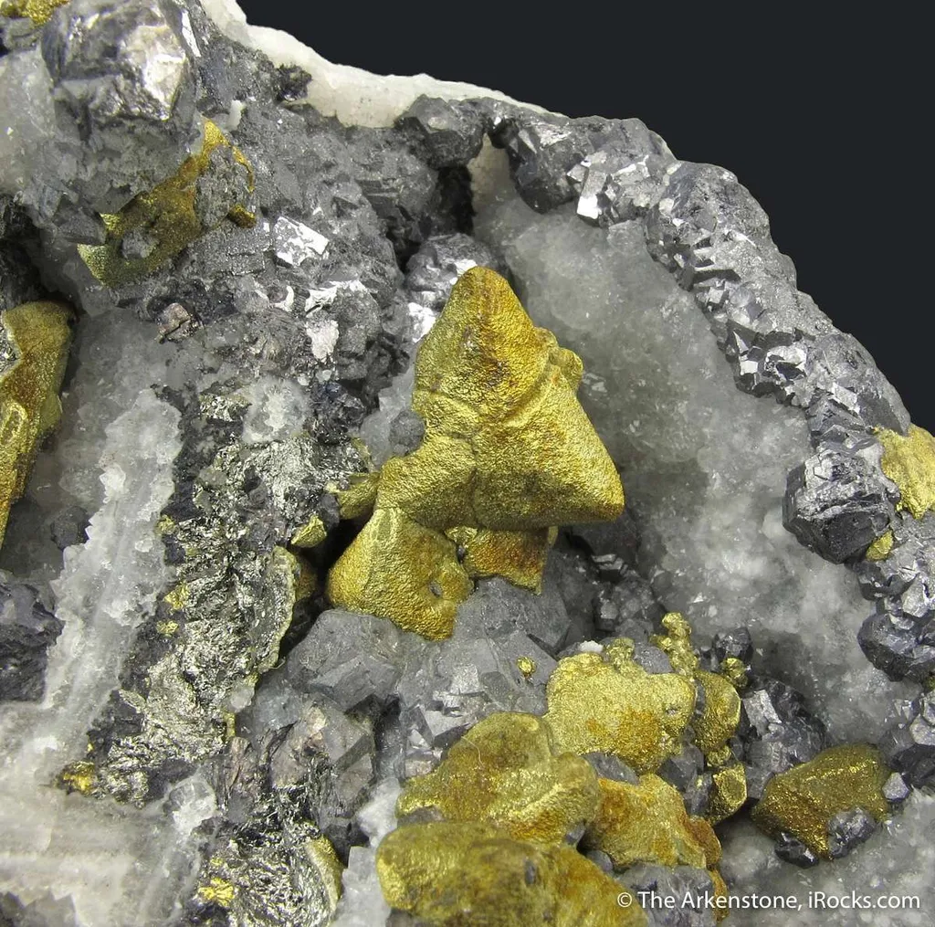 Chalcopyrite on Tetrahedrite, Galena, on Quartz ps. Barite (mid-1800s) - image 4