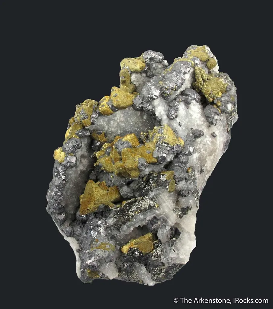 Chalcopyrite on Tetrahedrite, Galena, on Quartz ps. Barite (mid-1800s) - image 3