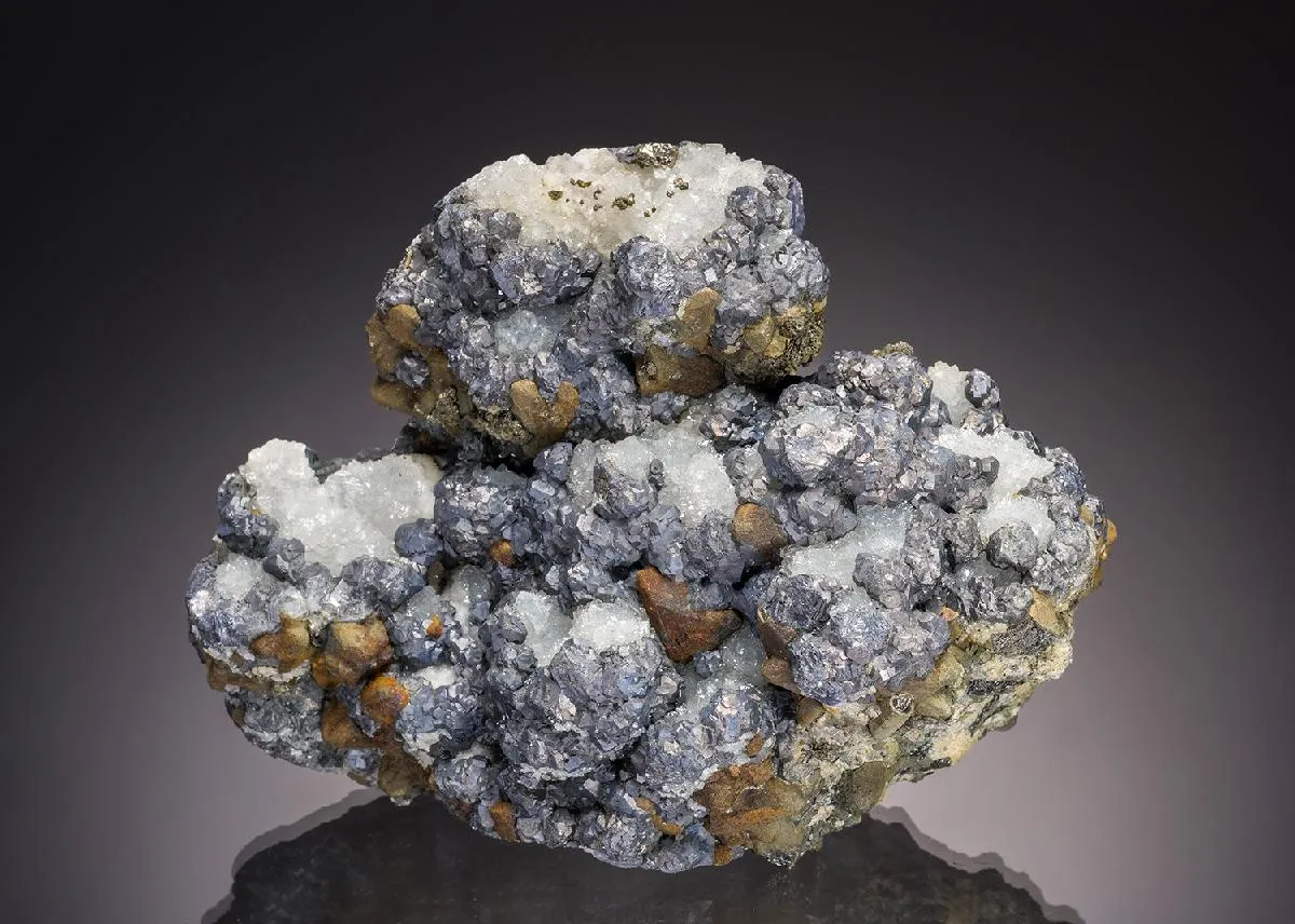 Chalcopyrite on Tetrahedrite with Galena on Quartz - image 1