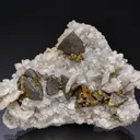 Chalcopyrite with Baryte on Quartz - image 1
