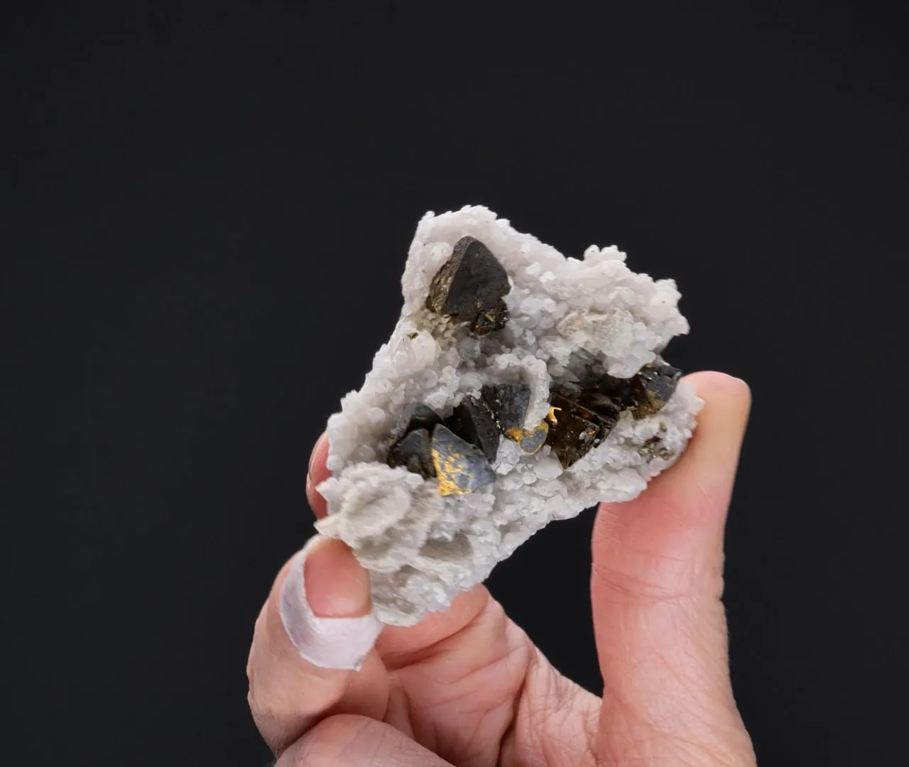 Chalcopyrite with Baryte on Quartz - image 2