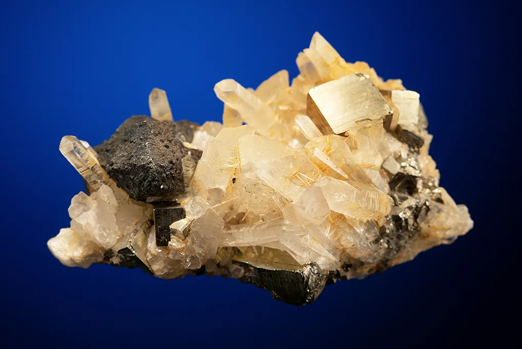 Chalcopyrite with Pyrite on Quartz - image 2