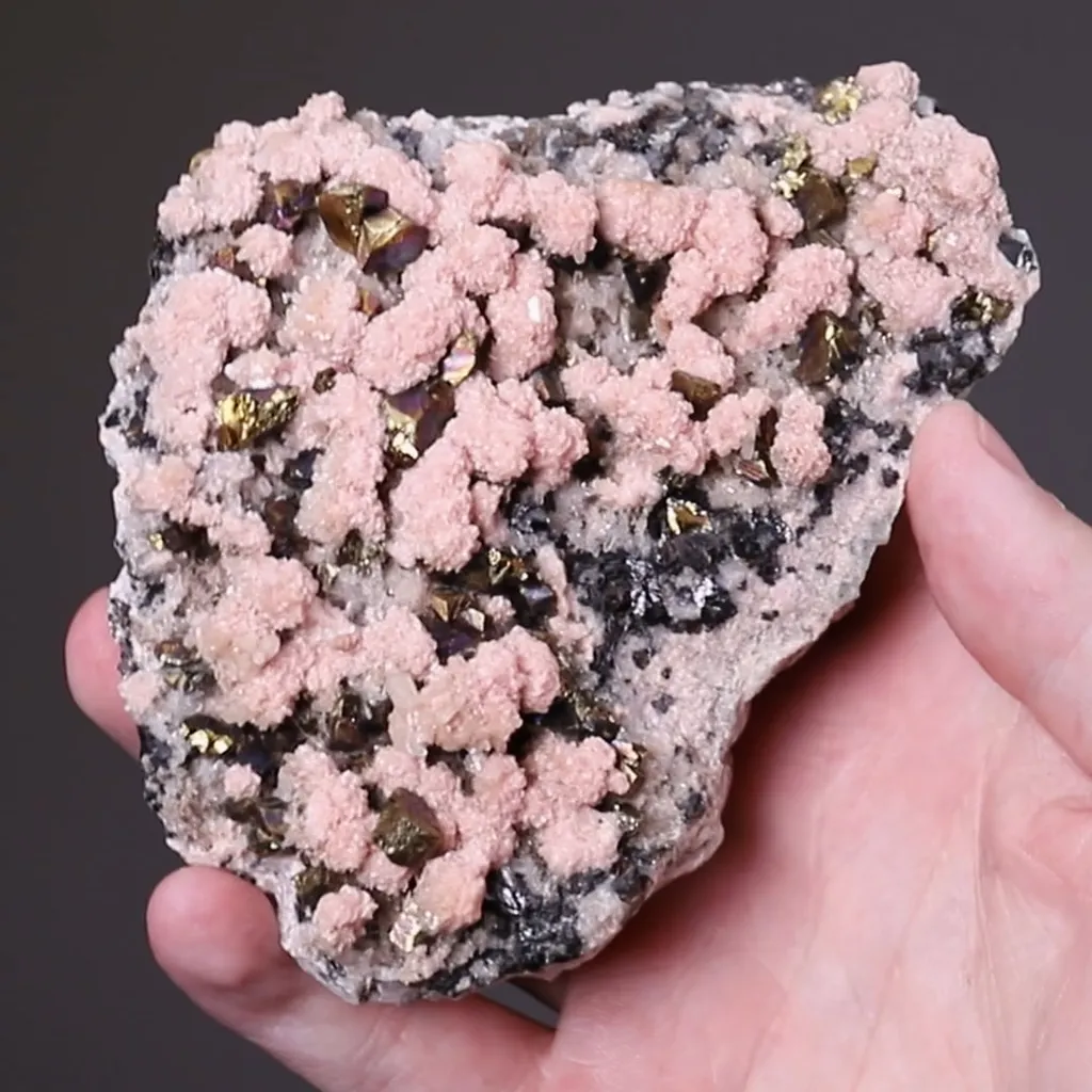 Chalcopyrite with Rhodochrosite Sphalerite , Quartz and Stilbite - image 2