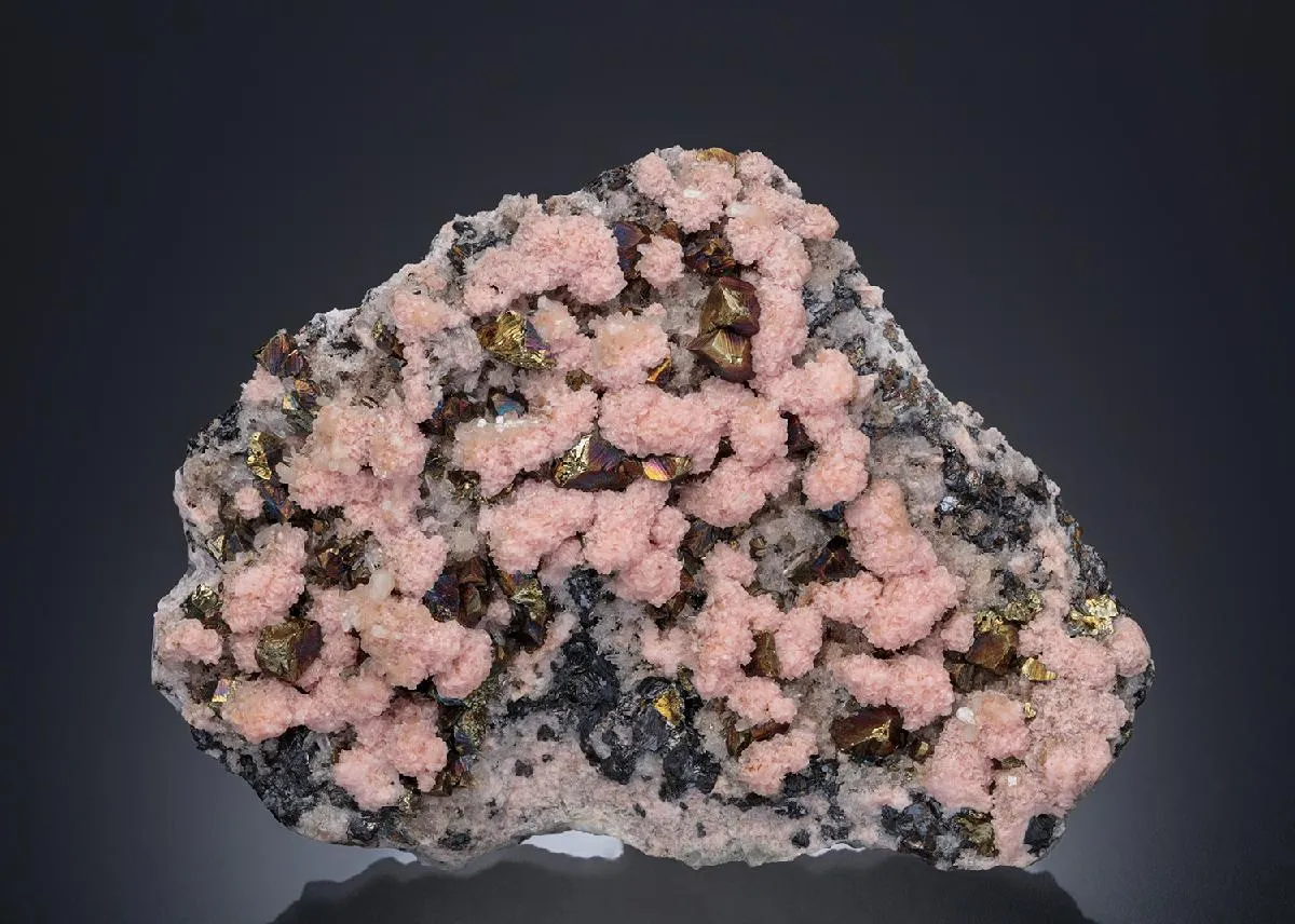 Chalcopyrite with Rhodochrosite Sphalerite , Quartz and Stilbite - image 1