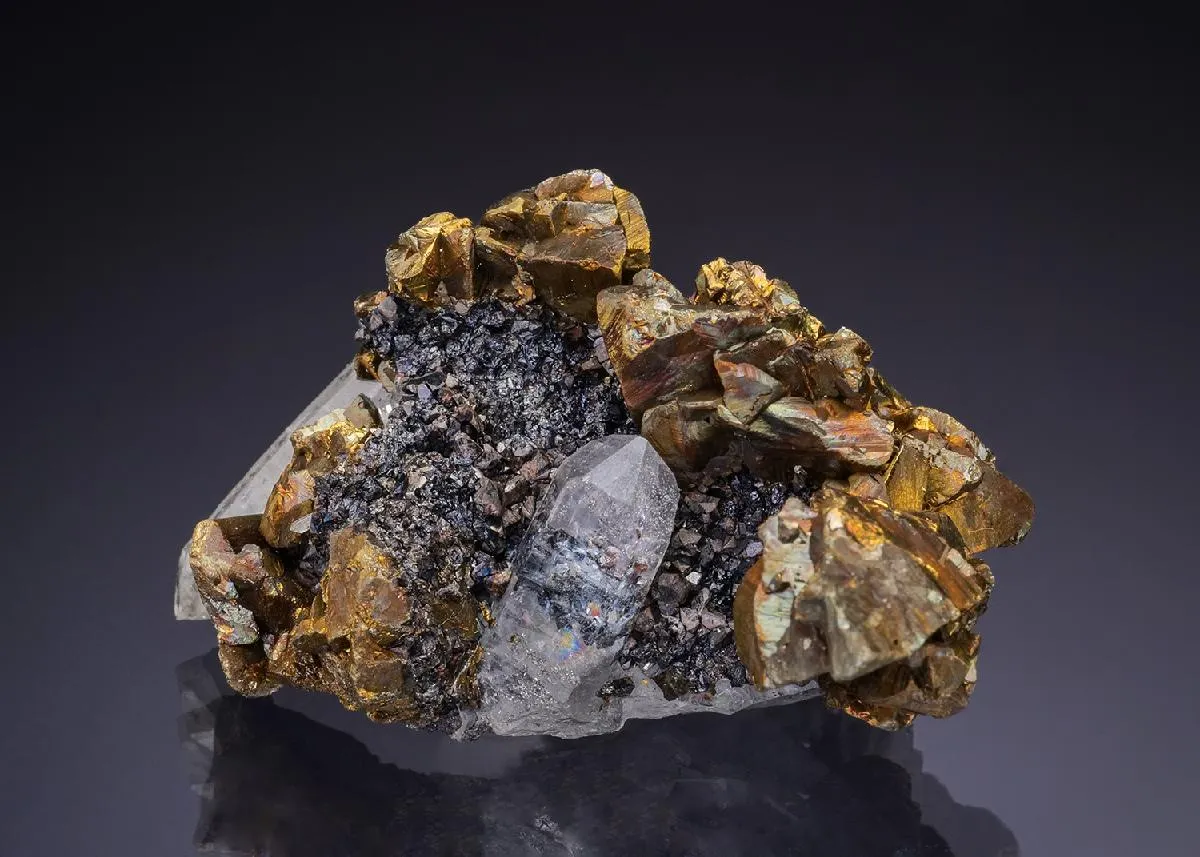 Chalcopyrite with Sphalerite on Quartz - image 1