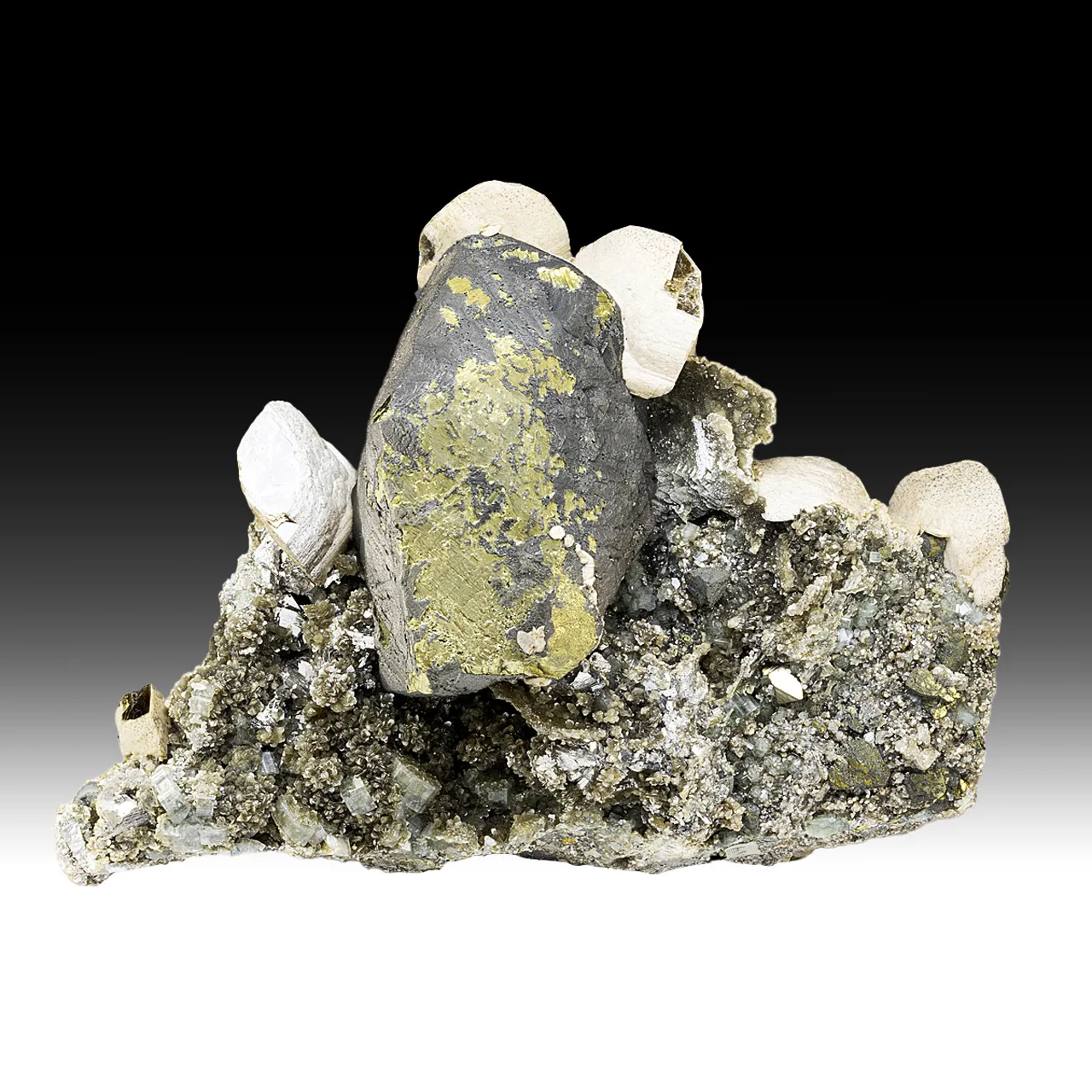 Chalcopyrite with Stannite, Siderite, Fluorapatite, Muscovite, Arsenopyrite - image 1