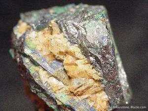 Chalcostibite altering to Azurite and Malachite image