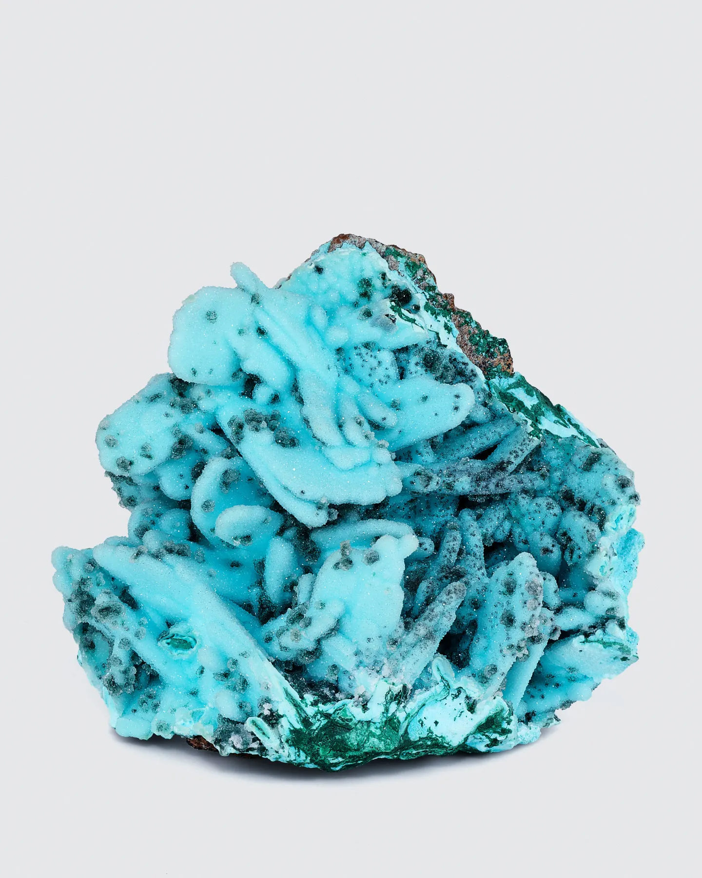 Chrysocolla after Azurite with Malachite coated with druzy Quartz - image 1