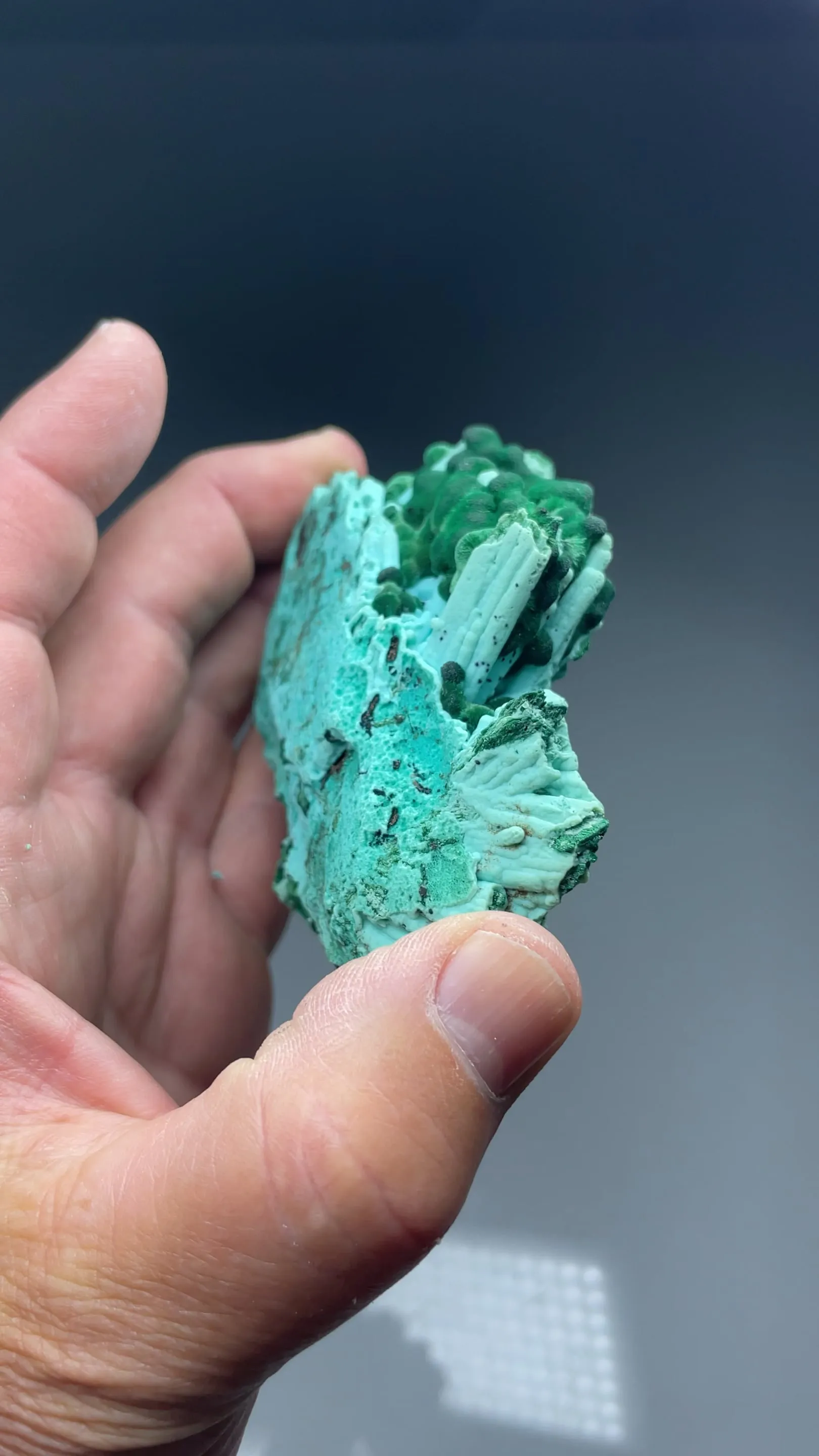 Chrysocolla after Barite with Malachite - image 2