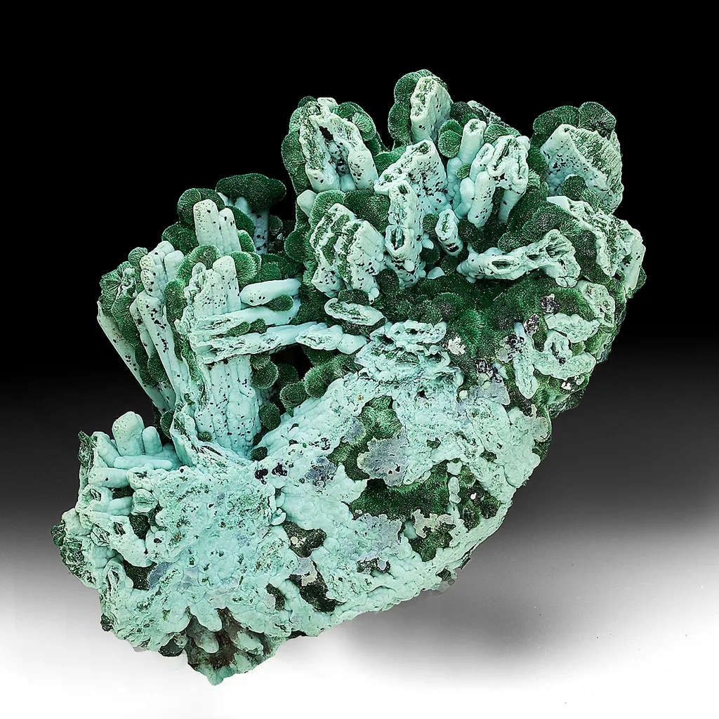 Chrysocolla after Barite with Malachite image