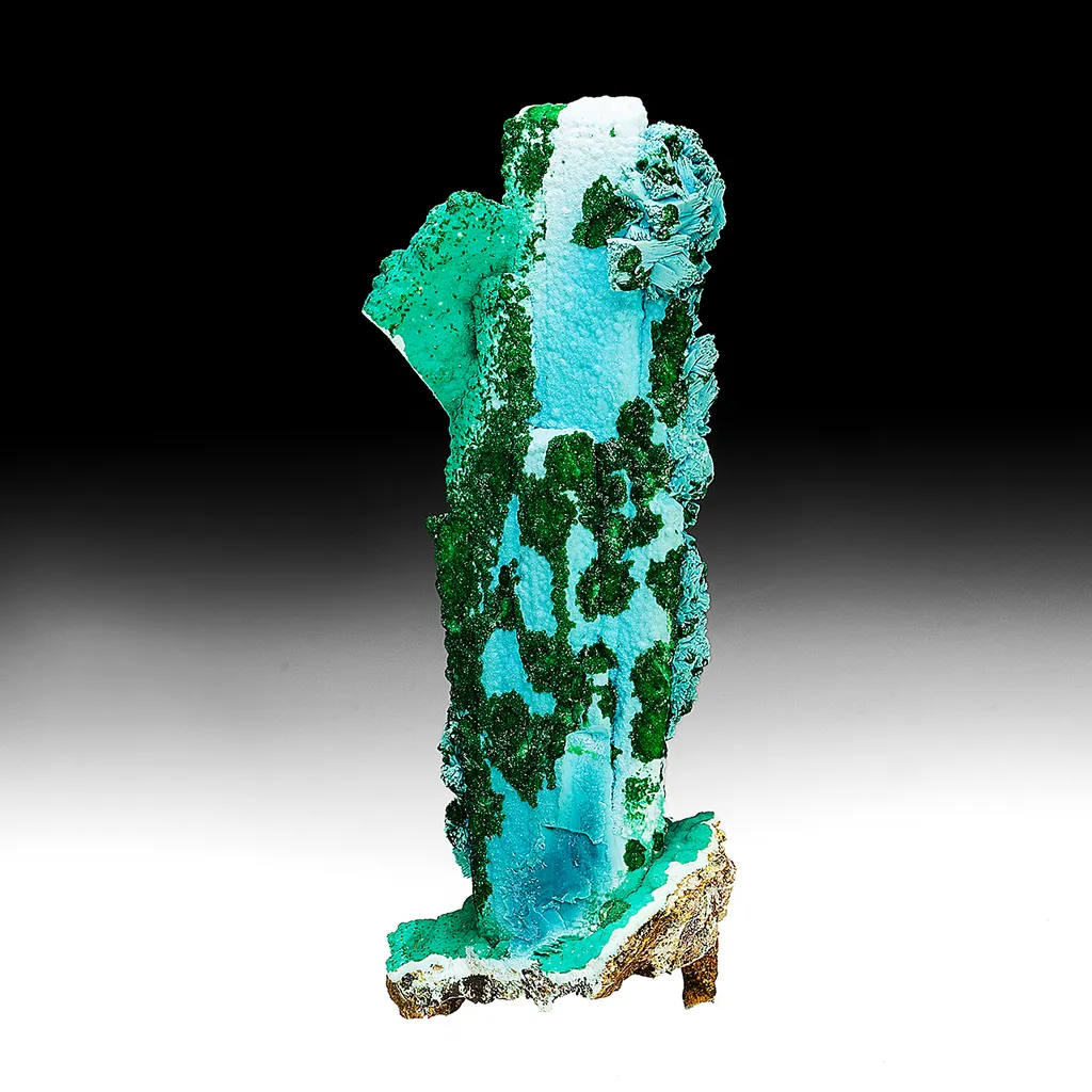 Chrysocolla after Barite with Malachite image