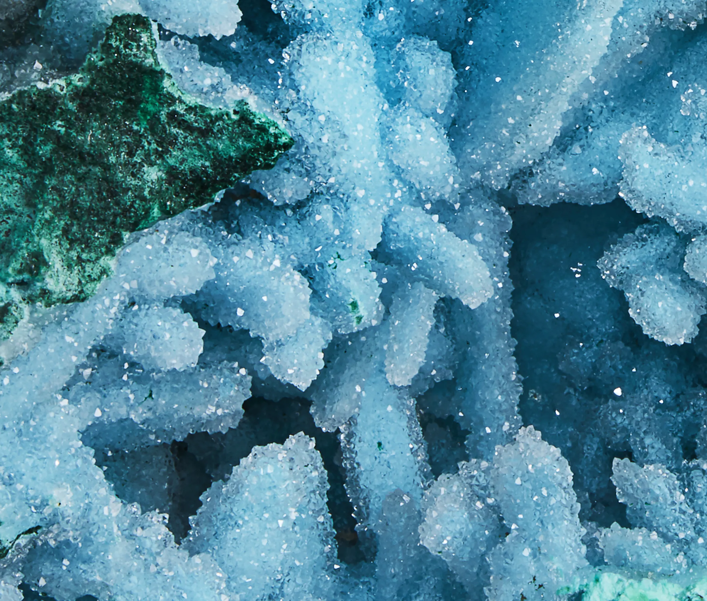 Chrysocolla After Barite with Malachite Coated with Drusy Quartz - image 2