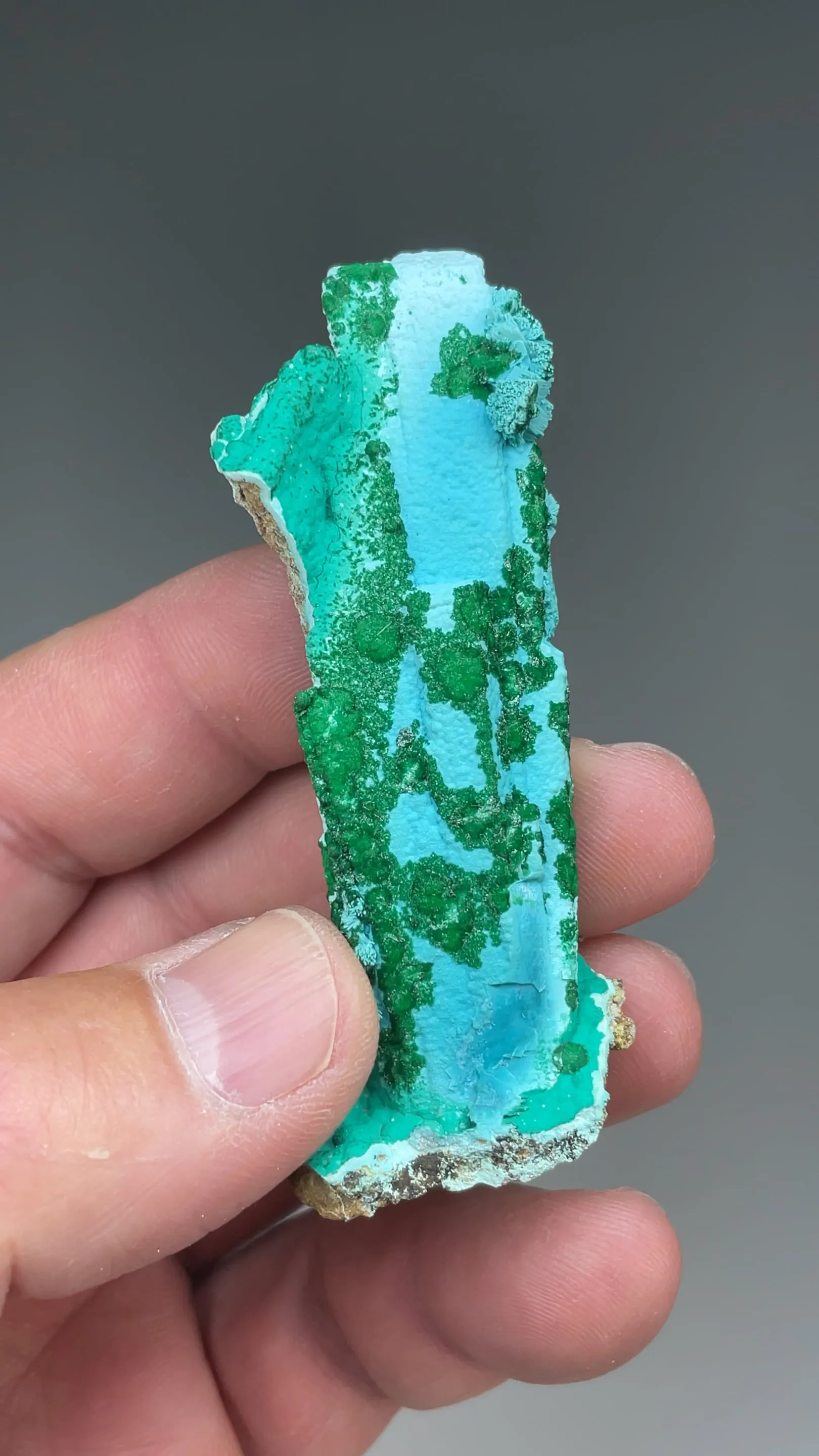 Chrysocolla after Barite with Malachite - image 2