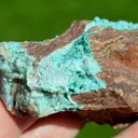 Chrysocolla after Malachite after Anhydrite & quartz - 156 grams - Tenke-Fungurume area, DR Congo - image 7