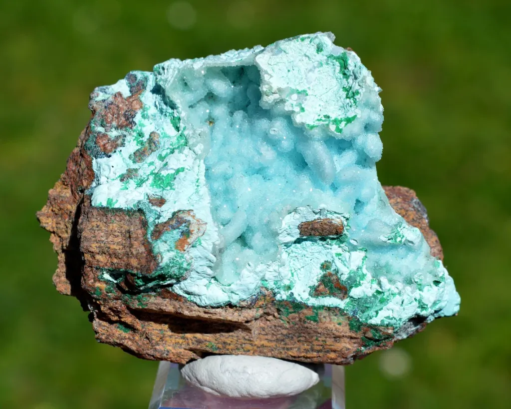 Chrysocolla after Malachite after Anhydrite & quartz - 158 grams - Tenke-Fungurume area, DR Congo image