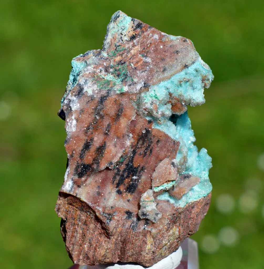 Chrysocolla after Malachite after Anhydrite & quartz - 217 grams - Tenke-Fungurume area, DR Congo - image 5